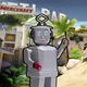 A toy robot stood inside a TF2 level, because I am hilarious.